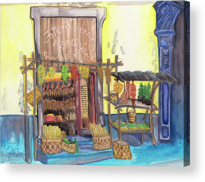 Art Acrylic Print featuring the painting Italian Agritourism Market by The GYPSY