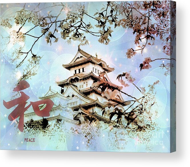 Japan Acrylic Print featuring the digital art Japanese Peace House by Elaine Manley
