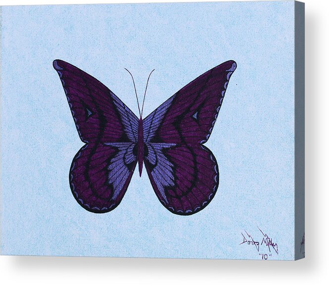 Butterfly Acrylic Print featuring the painting Joy's Purple Butterfly by Doug Miller