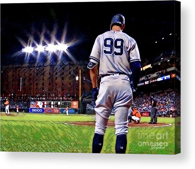 Yankees Acrylic Print featuring the digital art Judge On Deck by CAC Graphics