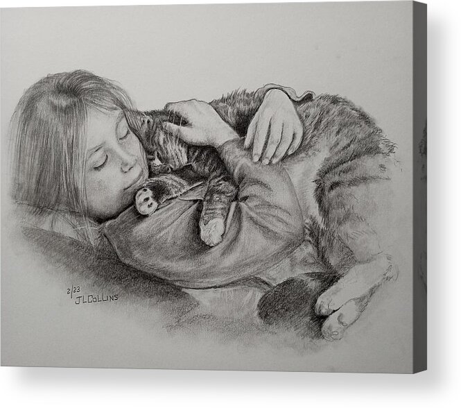 Acrylic Print featuring the drawing Kira and Achilles by J L Collins