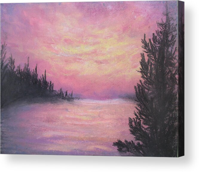 Landscape Painting Acrylic Print featuring the painting Kissed Pink by Jen Shearer