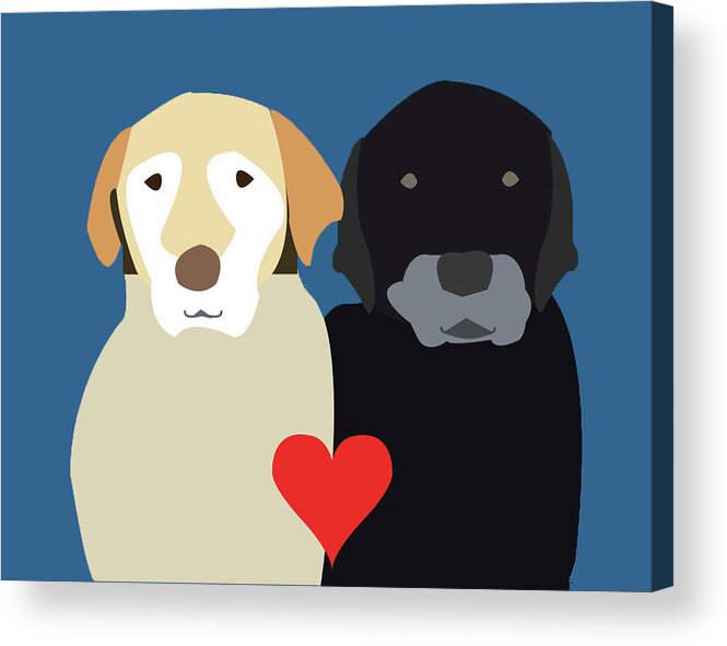 Labrador Acrylic Print featuring the digital art Labs in love by Caroline Elgin