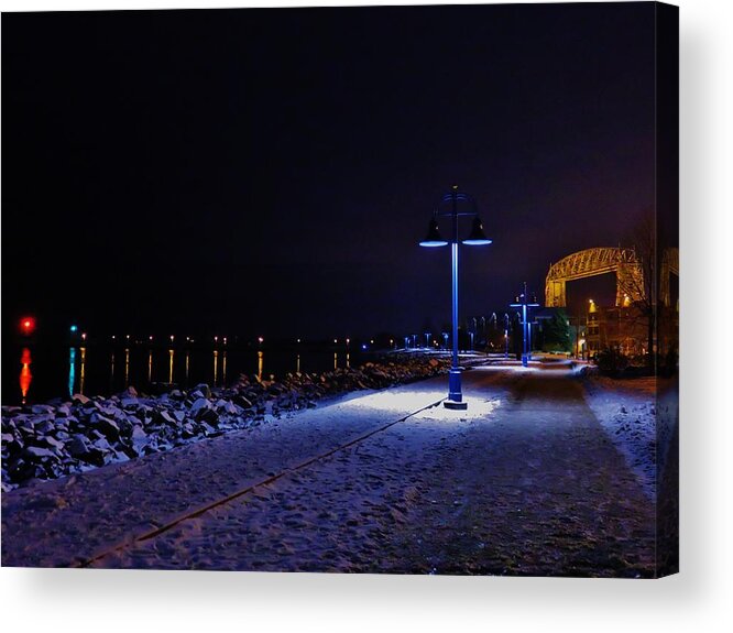  Acrylic Print featuring the photograph Lakewalk at night by Michelle Hauge