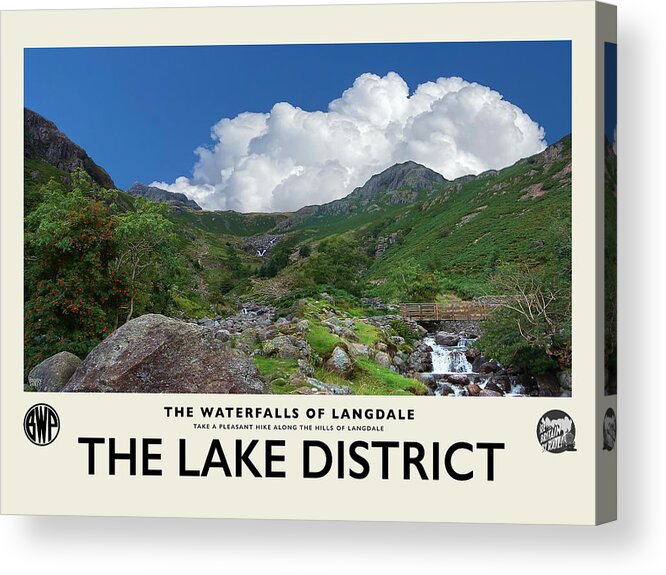 Lake District Acrylic Print featuring the photograph Langdale Waterfalls No3 Cream Railway Poster by Brian Watt