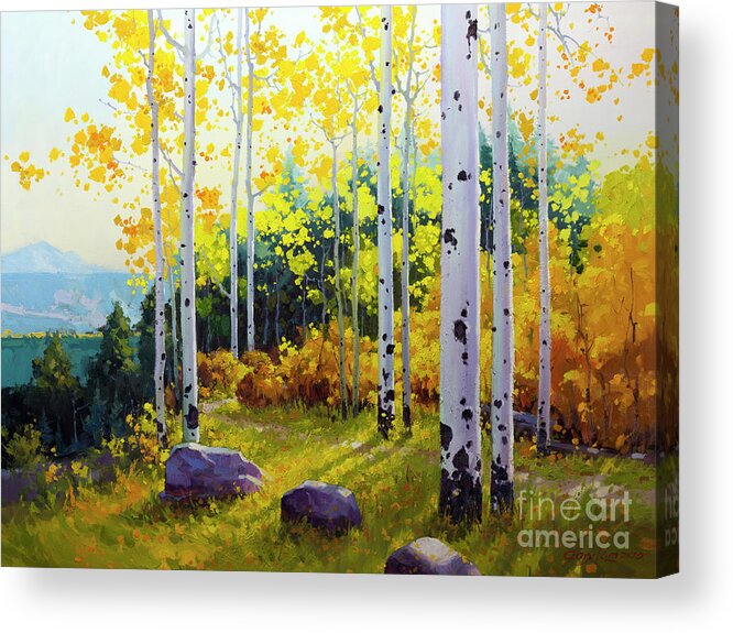 Aspen Acrylic Print featuring the painting Late Afternoon Aspen Vista by Gary Kim