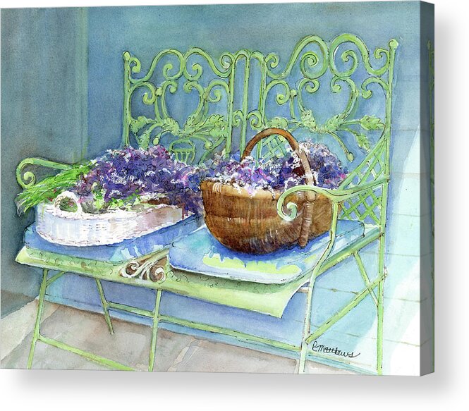 Lavender Painting Acrylic Print featuring the painting Lavender Harvest by Rebecca Matthews