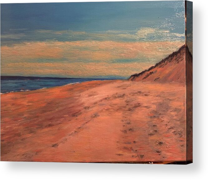Cape Cod Beach Wellfleet Dune Acrylic Print featuring the painting Lecount Halliow Beach by Beth Riso