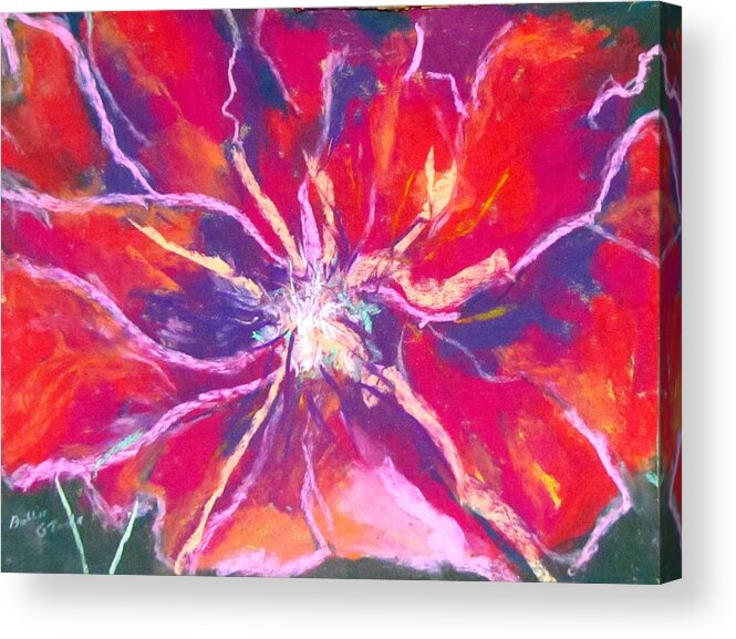 Red Acrylic Print featuring the pastel Lefthand Abstracts Series #3 - Red Fora Macro by Barbara O'Toole