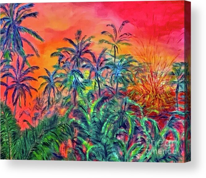 Lava Field Acrylic Print featuring the painting Ahuailaau Luana St Leilani Estates, Puna by Michael Silbaugh