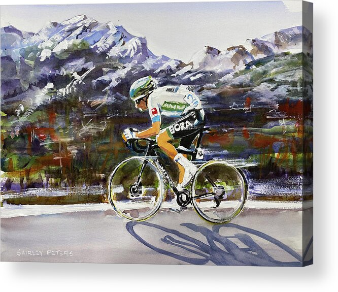 Letour Acrylic Print featuring the painting Lennard Kamna Wins Stage 16 by Shirley Peters