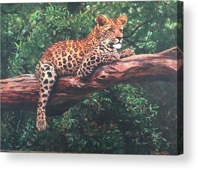 Africa Acrylic Print featuring the painting Leopard by Judy Rixom