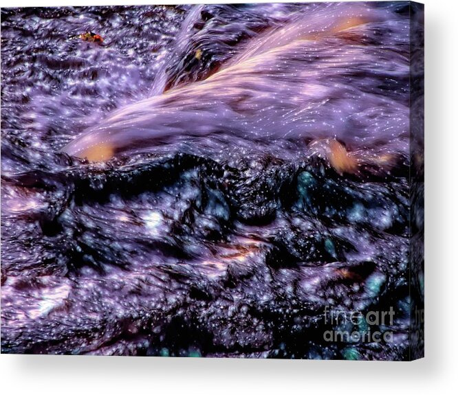 Letchworth State Park Genesee River Cascades Starlight Glitter Abstract Acrylic Print featuring the photograph Letchworth State Park Genesee River Cascades Starlight Glitter Abstract by Rose Santuci-Sofranko