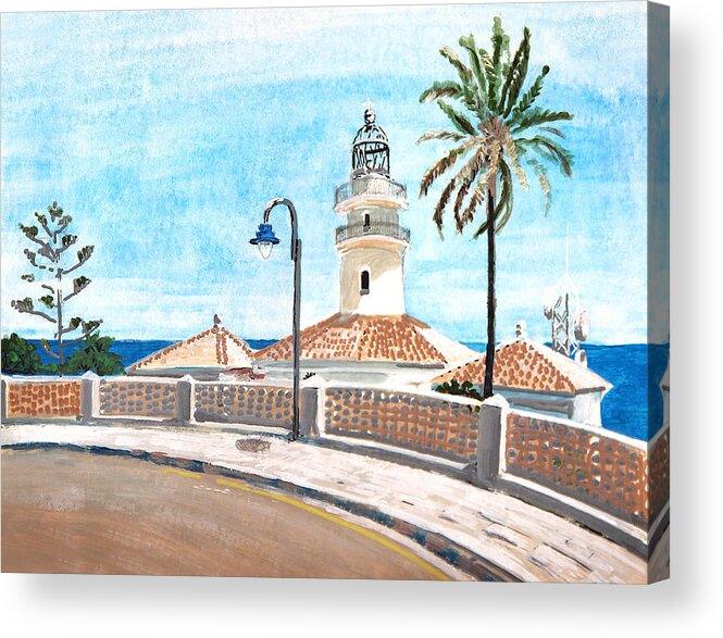 Lighthouse Acrylic Print featuring the painting Lighthouse. Faro de Cullera by Masha Batkova