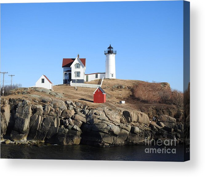 Maine Acrylic Print featuring the photograph Lighthouse in Cape Neddick by Eunice Miller