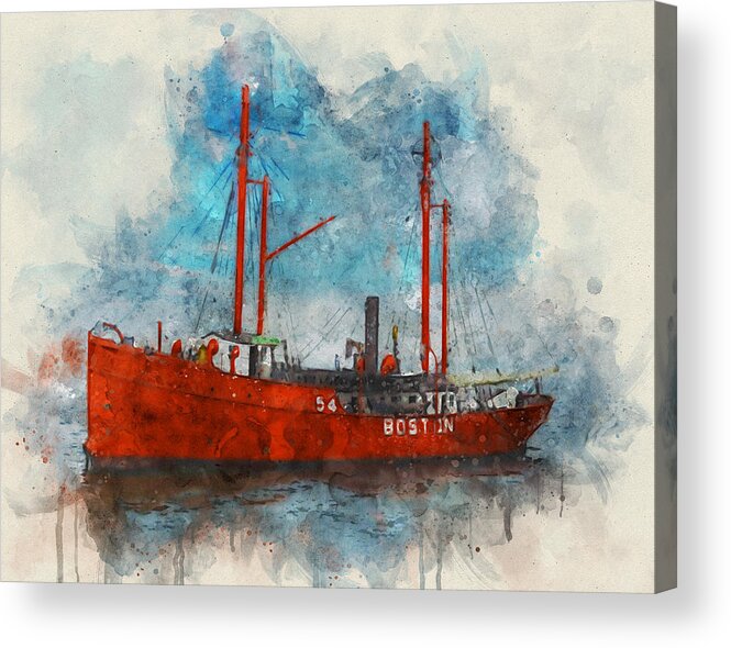 Lightship Acrylic Print featuring the digital art Lightship LV-54 Boston by Geir Rosset