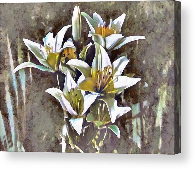 Lilies Acrylic Print featuring the mixed media Lilies by Christopher Reed