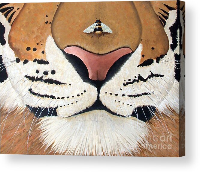 Tiger Face Mask Acrylic Print featuring the painting Tiger Face Mask by Debbie Marconi