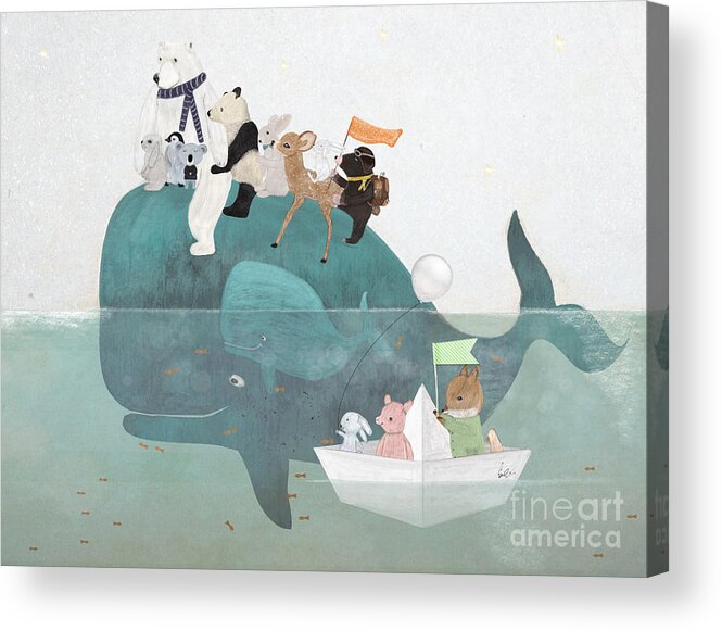 Whales Acrylic Print featuring the painting Little Little Whale by Bri Buckley