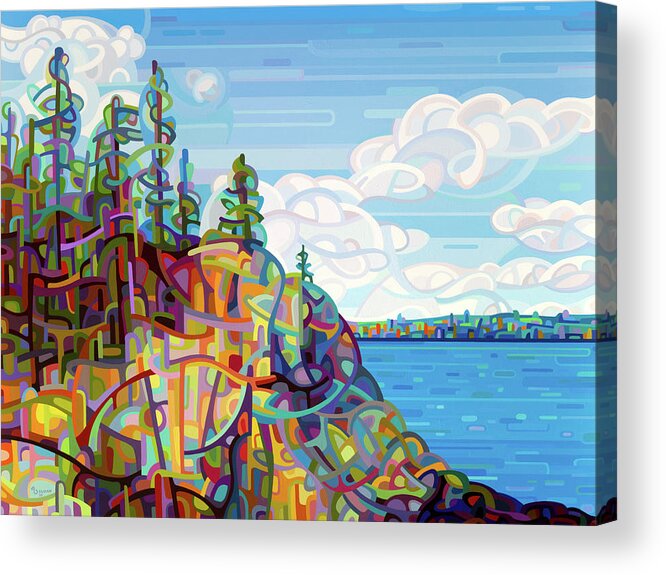 Summer Lake Acrylic Print featuring the painting Living on the Edge by Mandy Budan