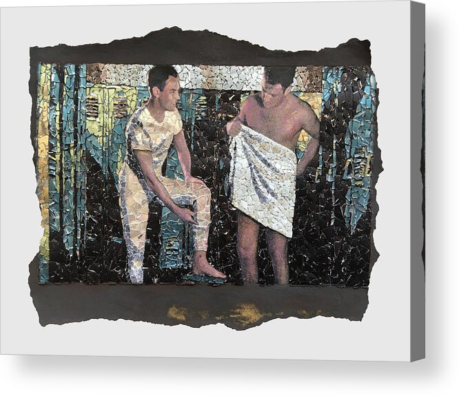 Glass Acrylic Print featuring the mixed media Look, muscle-bound, consider the muscle. by Matthew Lazure