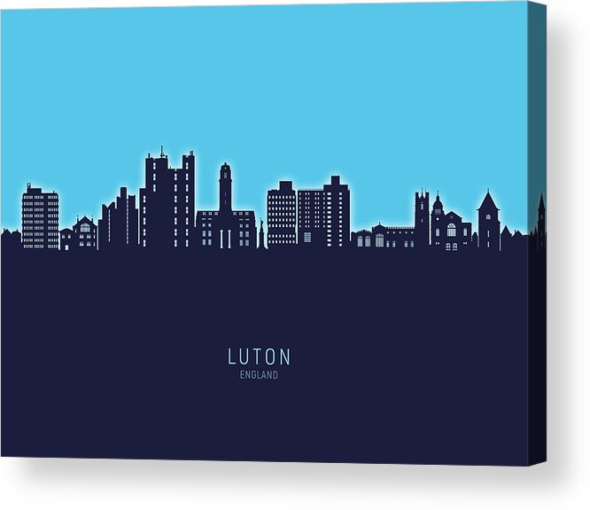 Luton Acrylic Print featuring the digital art Luton England Skyline #91 by Michael Tompsett