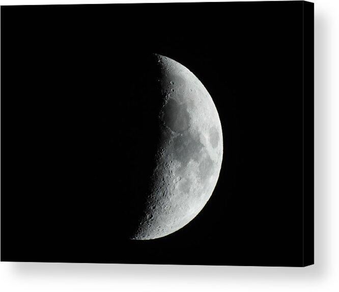 Moon Acrylic Print featuring the photograph M Mouse on Quarter Moon by Russ Considine