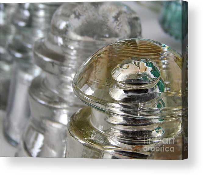 Glass Acrylic Print featuring the photograph Macro Glass Insulators by Phil Perkins