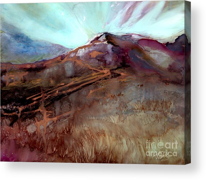  Acrylic Print featuring the painting Magenta Mountains by Julie Tibus