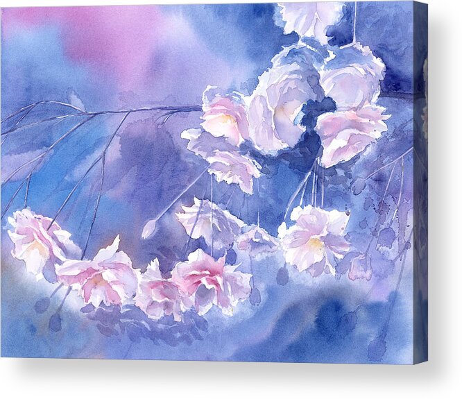 Abstract Flowers Acrylic Print featuring the painting Magic Glow by Espero Art