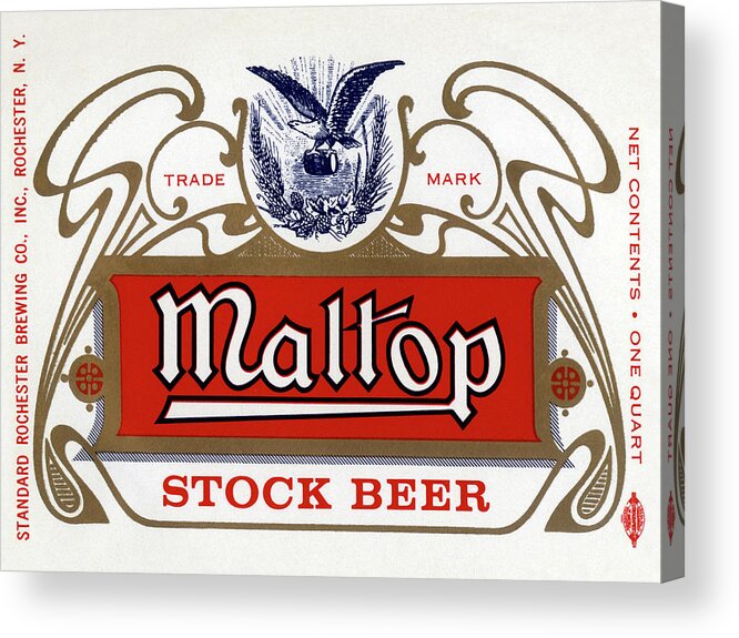 Vintage Acrylic Print featuring the drawing Maltop Stock Beer by Vintage Drinks Posters