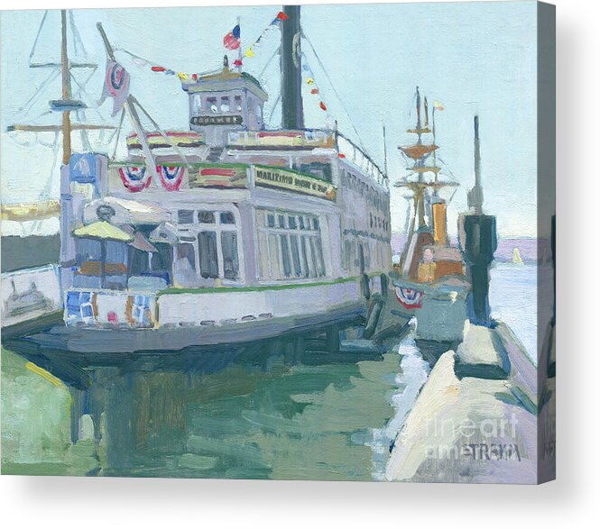 Steam Ferry Berkeley Acrylic Print featuring the painting The Berkeley, Maritime Museum - San Diego, California by Paul Strahm