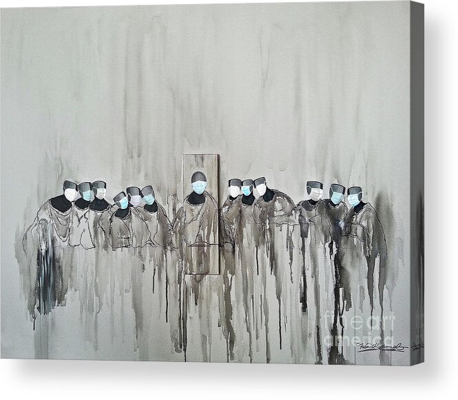 Contemporary Acrylic Print featuring the digital art Masked Last Supper by Fei A