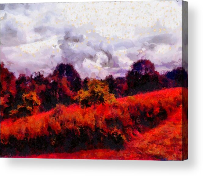 Meadow Acrylic Print featuring the mixed media Meadow at Dusk by Christopher Reed