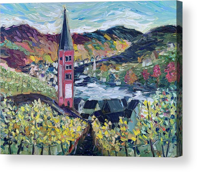 Merl Acrylic Print featuring the painting Merl Vineyard Germany by Roxy Rich