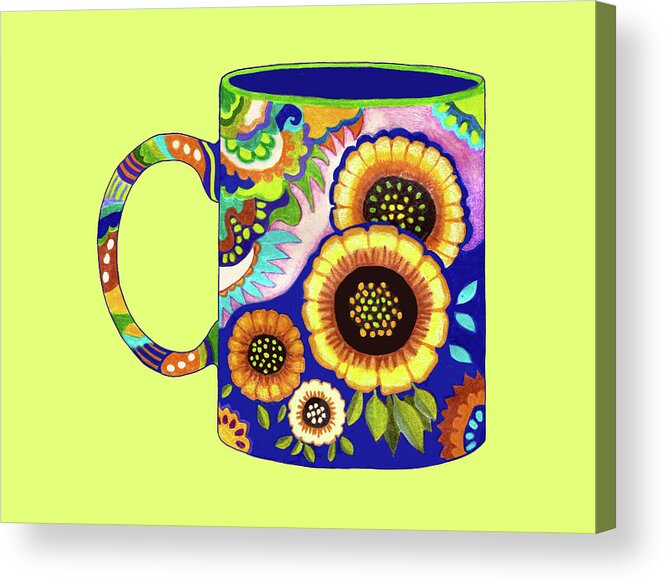 Colored Pencil Drawing Acrylic Print featuring the drawing Mexican Mug Drawing #1 by Lorena Cassady
