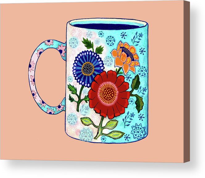 Colored Pencil Drawing Acrylic Print featuring the drawing Mexican Mug Drawing #4 by Lorena Cassady