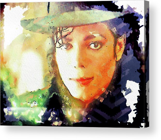 Michael Jackson Acrylic Print featuring the mixed media Michael Jackson. by Pheasant Run Gallery