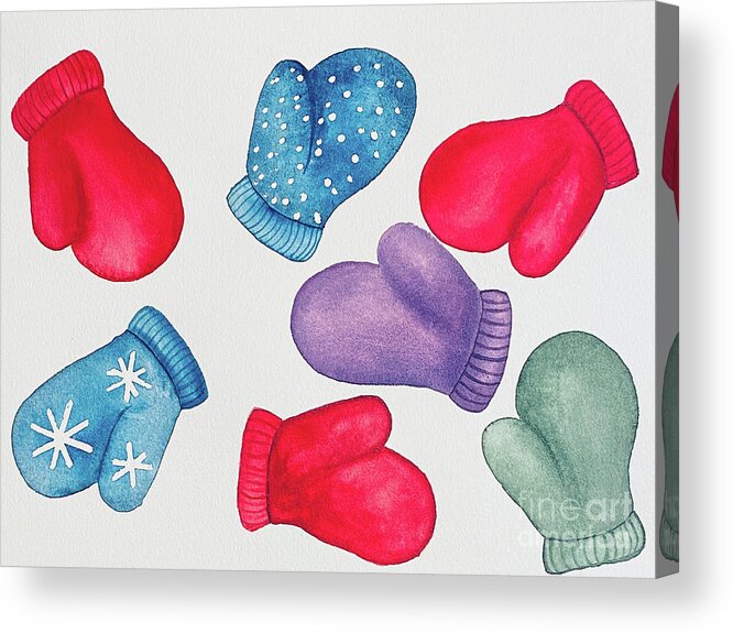 Mittens Acrylic Print featuring the painting Mittens by Lisa Neuman