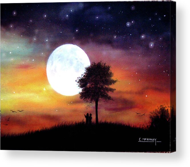 Landscapes Acrylic Print featuring the painting Moonglow by Carl McKinley