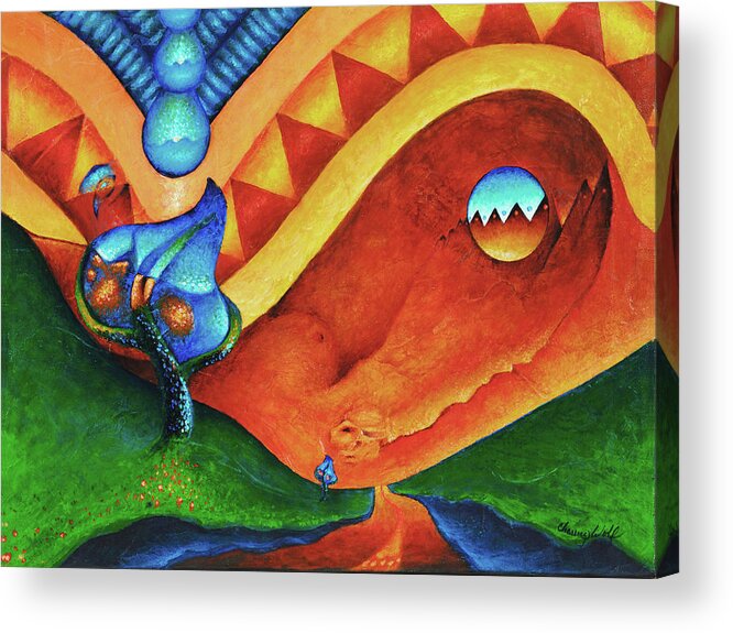 Native American Acrylic Print featuring the painting Morning Dew Kiss by Kevin Chasing Wolf Hutchins