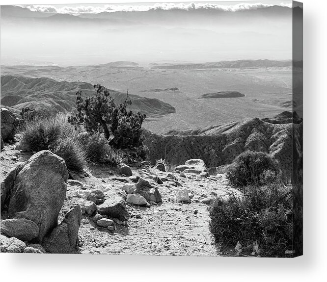 Landscape Acrylic Print featuring the photograph Mountain Tops Black and White by Claude Dalley