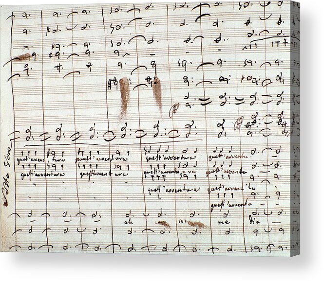 Music Acrylic Print featuring the drawing Musical Score for the aria in The Barber of Seville by Rossini by Gioachino Rossini