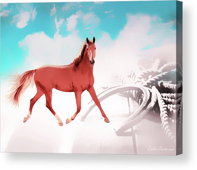 Horse Acrylic Print featuring the digital art My Horse Fantasy by Eddie Eastwood