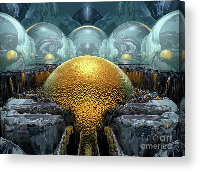 Sci Fi Acrylic Print featuring the digital art Mysterious Golden Orb by Phil Perkins