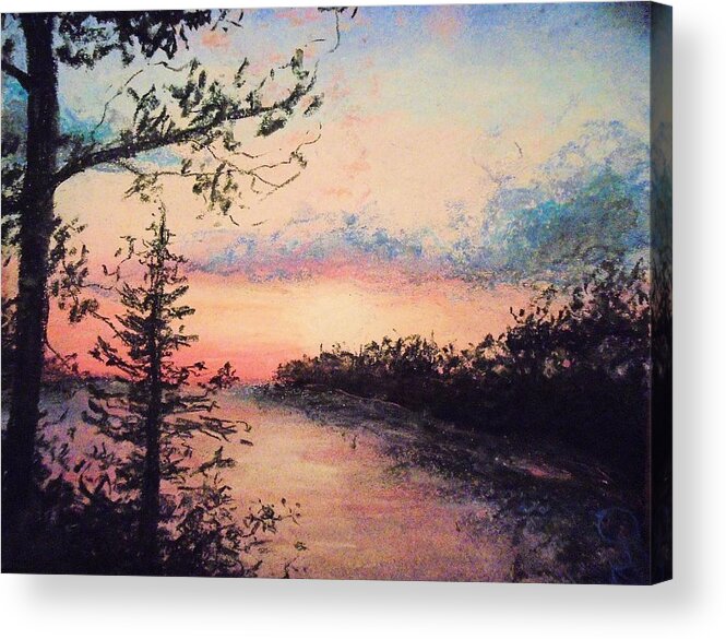 Sunset Acrylic Print featuring the pastel Mystic Escape by Jen Shearer