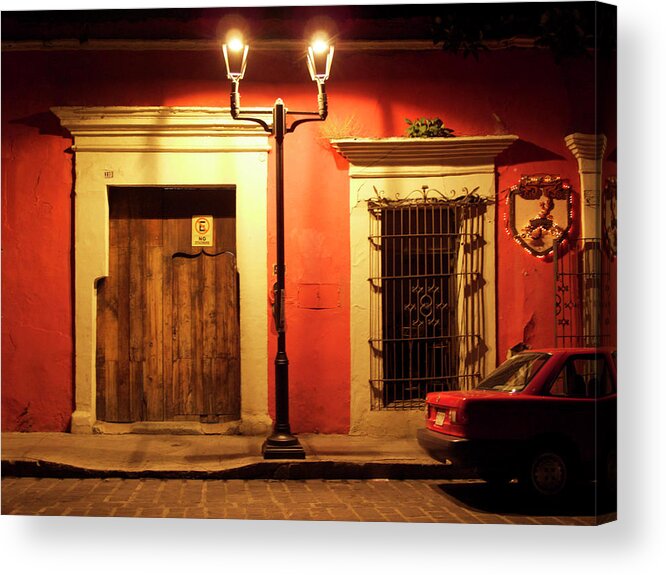 Oaxaca City Acrylic Print featuring the photograph Night Street Oaxaca by Lorena Cassady