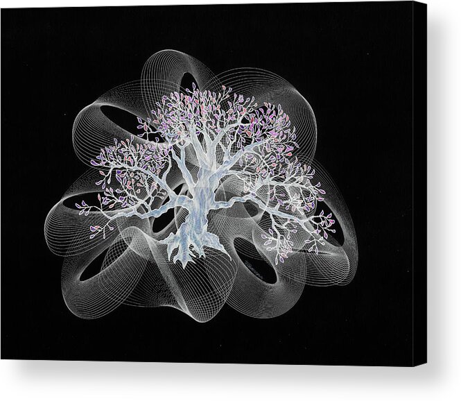 Tree Acrylic Print featuring the drawing Night Tree 2 by Teresamarie Yawn