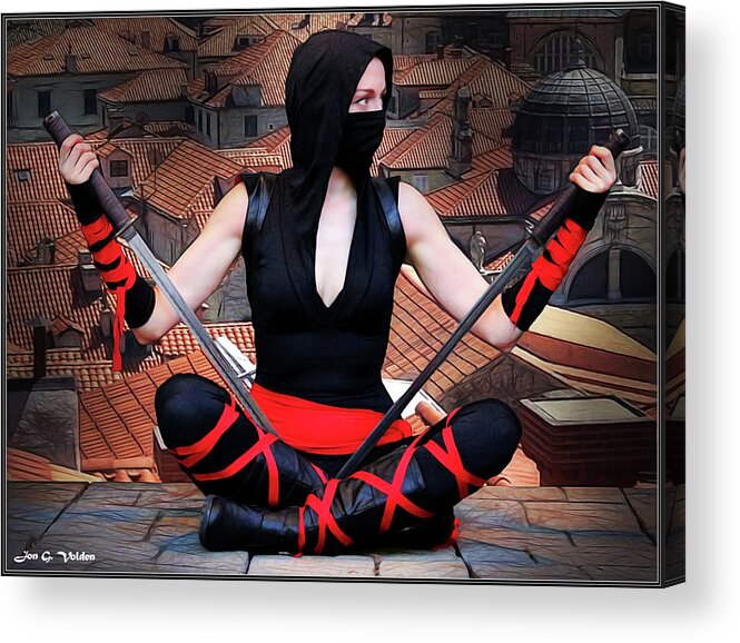 Ninja Acrylic Print featuring the photograph Ninja with swords by Jon Volden