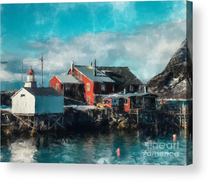  Acrylic Print featuring the painting Norway Fishing Home by Gary Arnold